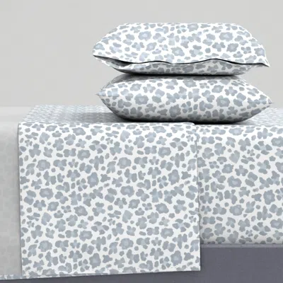 Spoonflower Custom Khb Soft Blue Leopard Print Queen Sheet Set