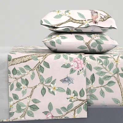 Spoonflower Custom Lindsay Pale Pink Elsie's Garden Queen Sheet Set