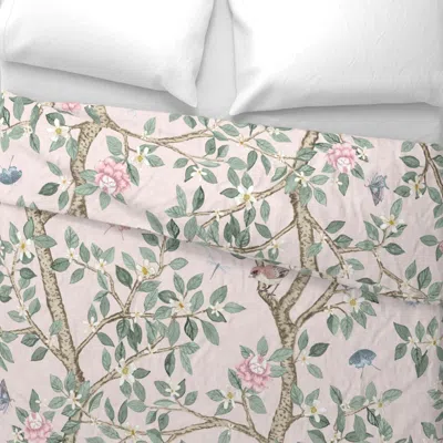 Spoonflower Custom Lindsay Pale Pink Elsie's Garden Wide Cotton Sateen 3.5 oz 26" X 20" Standard Knife Edge