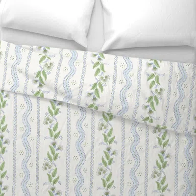 Spoonflower Custom Lulworth Blue Soft Green And Tan On Cream Euro Pillow Sham
