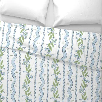 Spoonflower Custom Outdoor Blue Green Emma Stripe King Pillow Sham