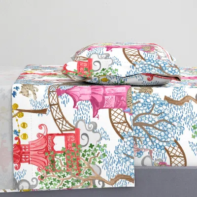 Spoonflower Custom Ruth Party Leopards In Pagoda Forest Blue Teal Twin Sheet Set
