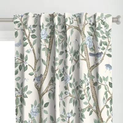Spoonflower Custom Silver Spruce Tan Curtain Panel