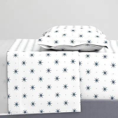 Spoonflower Custom Stars Salty Dog Blue With Green Dots Twin Xl Sheet Set