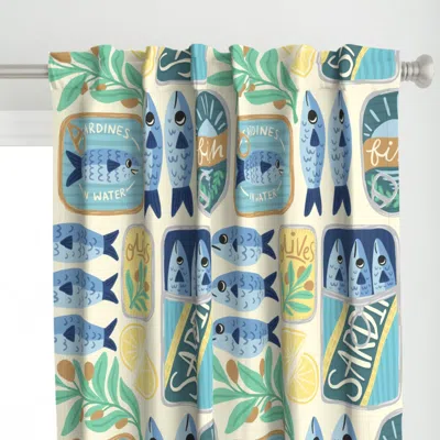 Spoonflower Cute Canned Sardines & Curtain Panel In Multi