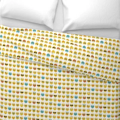 Spoonflower Cute Emojis - Smiley Eye Roll Winking Emoticons King Pillow Sham