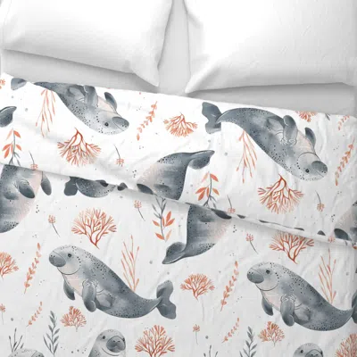 Spoonflower Cute Manatees Wide Cotton Sateen 3.5 oz 26" X 20" Standard Knife Edge
