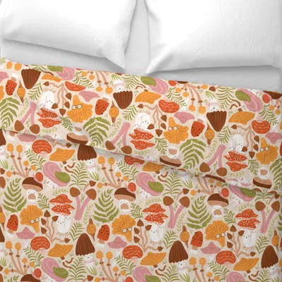 Spoonflower Cute Mushrooms (large Scale) Wide Cotton Sateen 3.5 oz 26" X 20" Standard Knife Edge