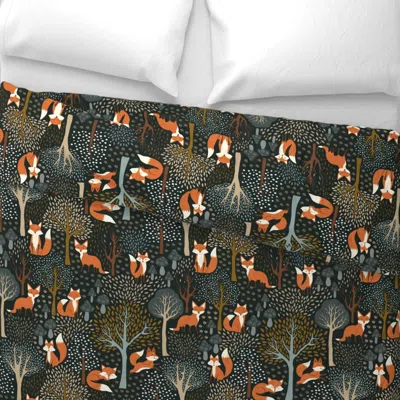 Spoonflower Cute Woodland Fox - Dark Jungle Green King Pillow Sham