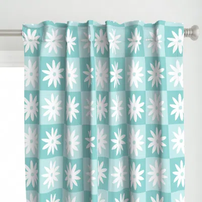 Spoonflower Daisy Checkerboard Blocks Curtain Panel