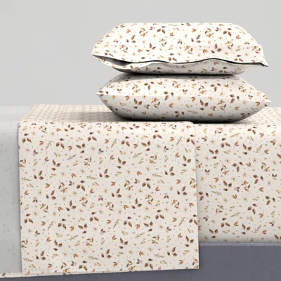 Spoonflower Daisy - Floral - Annabelle - Autumn - Leaves Cal King Sheet Set