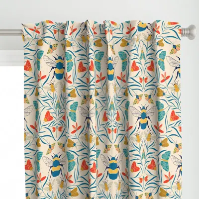 Spoonflower Damask Bugs Bees Curtain Panel
