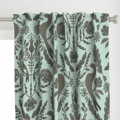 Spoonflower Damask Two Birds -green - Curtain Panel