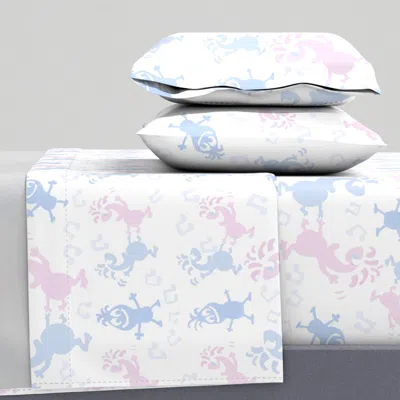Spoonflower Dancing Goofies White Cartoon Babys Room Contemporary Fabric And Wallpaper Full Sheet Se