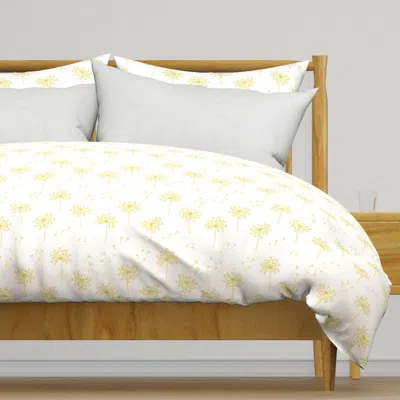 Spoonflower Dandelions 2 For Mom Lemon Duvet Cover