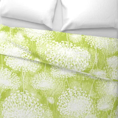 Spoonflower Dandelions Lime Wide Cotton Sateen 3.5 oz 26" X 20" Standard Knife Edge