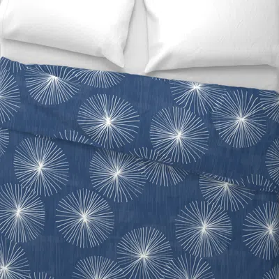 Spoonflower Dandelions M+m Navy Blue By Friztin Wide Cotton Sateen 3.5 oz 26" X 20" Standard Knife Edge
