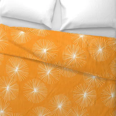 Spoonflower Dandelions M+m Persimmon Large By Friztin Wide Cotton Sateen 3.5 oz 26" X 20" Standard Knife Edge