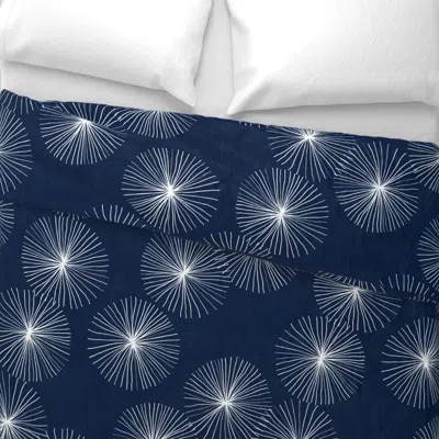 Spoonflower Dandelions Navy & White By Friztin Wide Cotton Sateen 3.5 oz 26" X 20" Standard Knife Edge