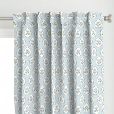 Spoonflower Daphne Soft Blue With Curtain Panel
