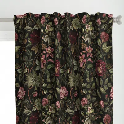 Spoonflower Dark Academia Vintage Curtain Panel In Black