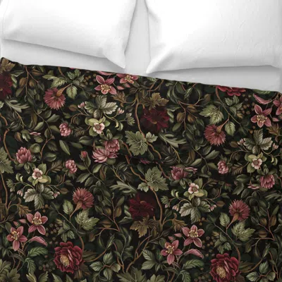 Spoonflower Dark Academia Vintage Floral Gothic Garden Dark Moody Color Trends King Pillow Sham In Green