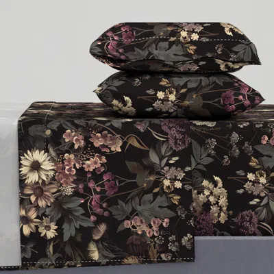 Spoonflower Dark Academia Vintage Floral Gothic Garden Dark Moody Color Trends Queen Sheet Set