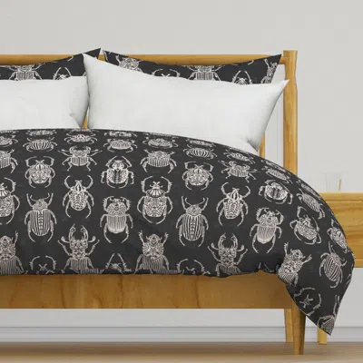 Spoonflower Dark Academy Beetles Duvet Cover In Black