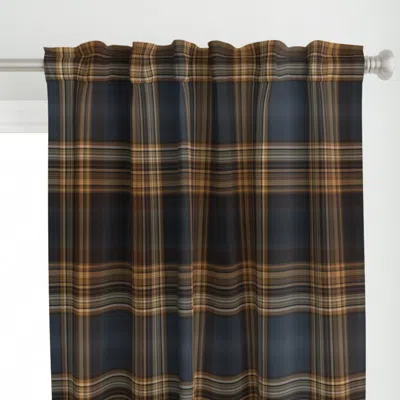 Spoonflower Dark Blue And Brown Fine Curtain Panel