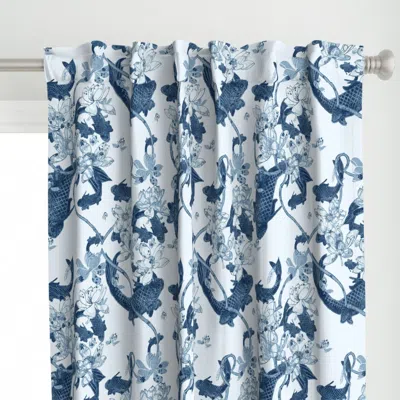 Spoonflower Dark Blue Koi On Light Curtain Panel