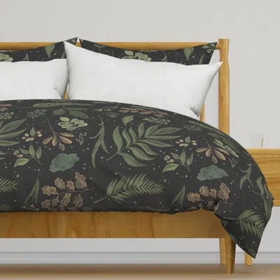 Spoonflower Dark Botanical Leaves - Duvet Cover