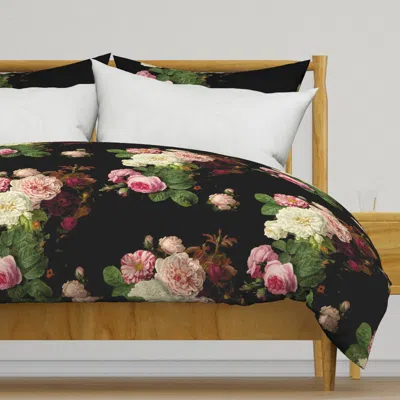 Spoonflower Dark Floral Black Roses On Duvet Cover