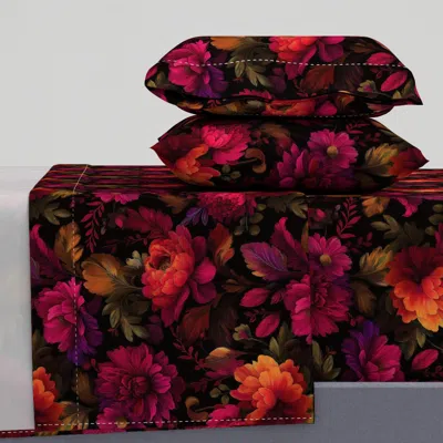 Spoonflower Dark Floral Botanical Garden Petals Bloom Queen Sheet Set