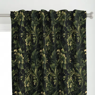 Spoonflower Dark Green Damask - Large Curtain Panel