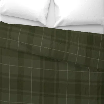 Spoonflower Dark Green Plaid With A Subtle Faux Linen Texture Euro Pillow Sham