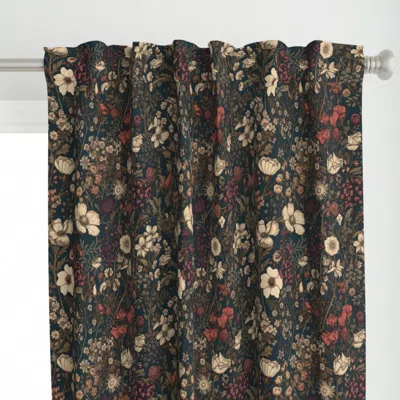 Spoonflower Dark Moody Floral Pattern Curtain Panel