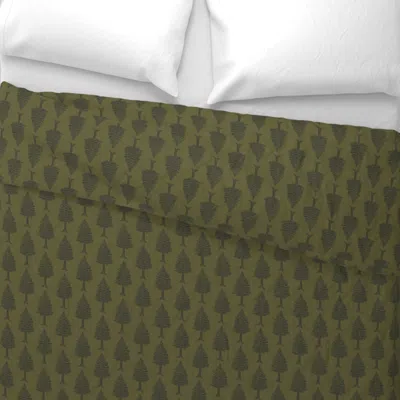 Spoonflower Dark Olive Green Pine Trees Wide Cotton Sateen 3.5 oz 26" X 20" Standard Knife Edge