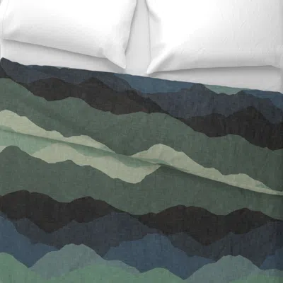 Spoonflower Dark Teal To Green Ombre Abstract Mountain Landscape For Boys King Pillow Sham