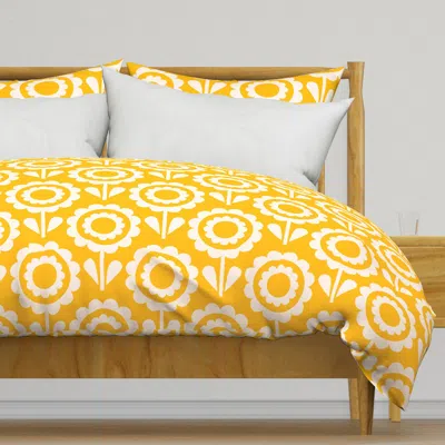 Spoonflower Darling Daisies - Yellow - Duvet Cover
