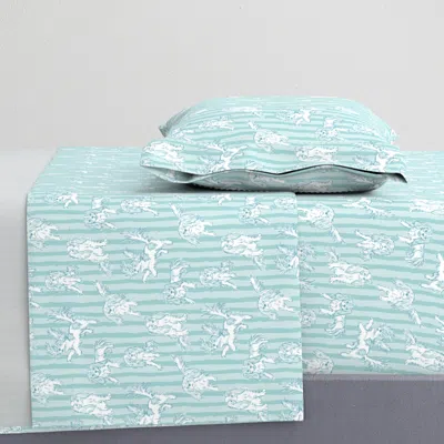 Spoonflower Darling Dogs Aqua Twin Sheet Set