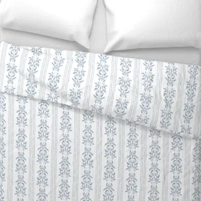 Spoonflower Dashed Botanicals - White & Dark Blue Euro Pillow Sham