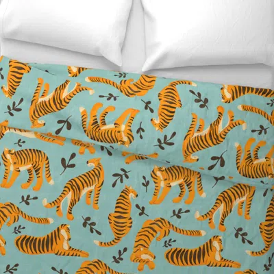 Spoonflower Day Of A Tiger Large Wide Cotton Sateen 3.5 oz 26" X 20" Standard Knife Edge