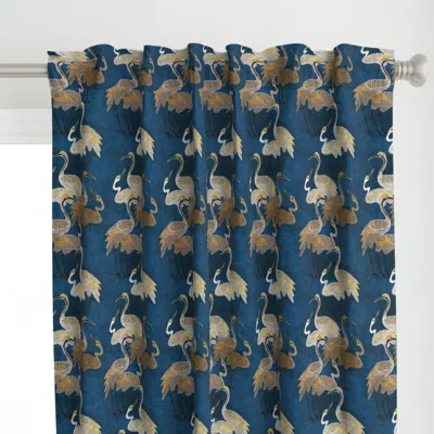 Spoonflower Deco Cranes - Sapphire - Curtain Panel