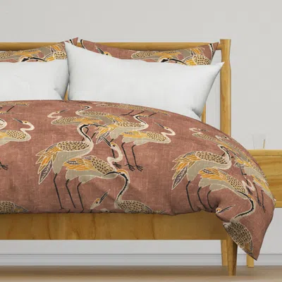 Spoonflower Deco Cranes Sedona Clay 24in X Duvet Cover