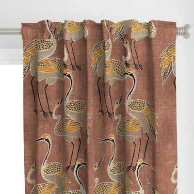 Spoonflower Deco Cranes Sedona Clay Curtain Panel
