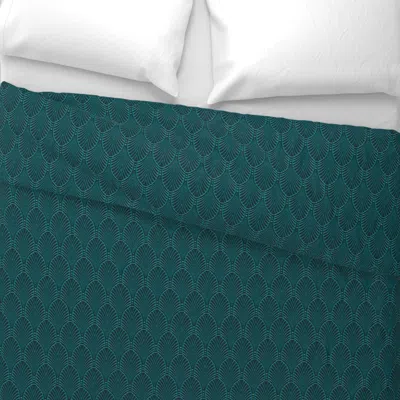 Spoonflower Deco Pattern Teal Wide Cotton Sateen 3.5 oz 26" X 20" Standard Knife Edge