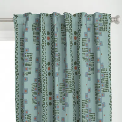Spoonflower Deco Stripes On Blue With Curtain Panel