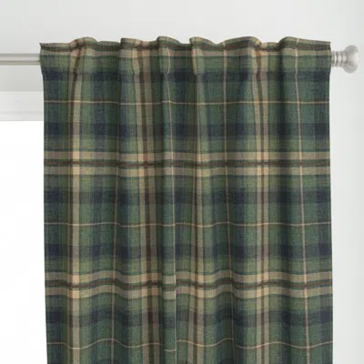 Spoonflower Deep Forest Green Plaid Curtain Panel