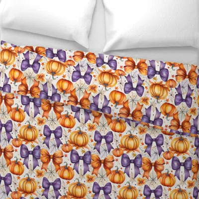 Spoonflower Delicate Brush Designs-whimsical Pumpkins Wide Cotton Sateen 3.5 oz 26" X 20" Standard Knife Edge
