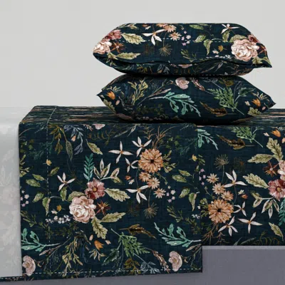 Spoonflower Delilah (teal/summer) Lrg Queen Sheet Set